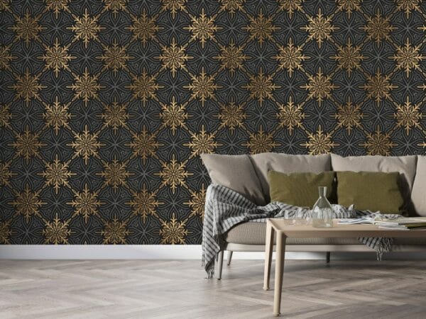 North Star Geometric pattern Fabric Wallpaper Covers an area ​​up to 4.2mX3m with adhesive  and smoothing tool