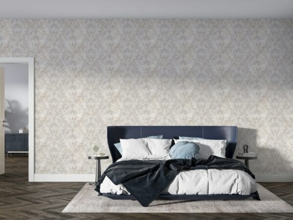 Geometric leaves Fabric Wallpaper Covers an area ​​up to 4.2mX3m with adhesive  and smoothing tool