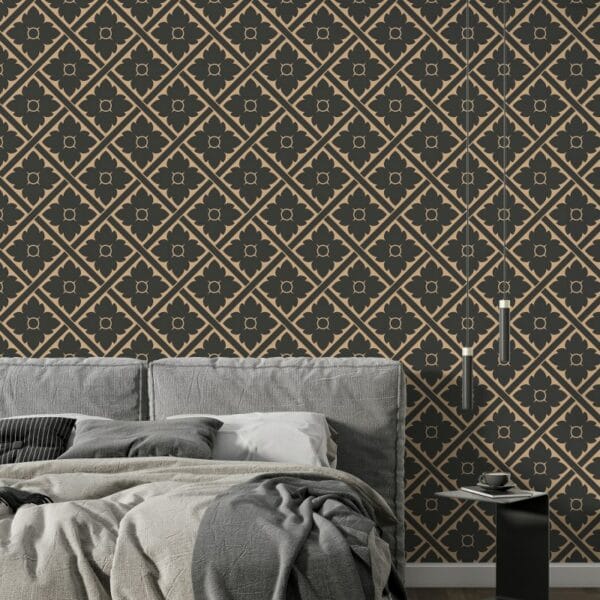 Dark Gothic Vintage Luxury Fabric Wallpaper Covers an area ​​up to 4.2mX3m with adhesive  and smoothing tool