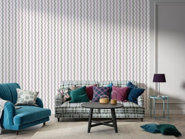 Zigzag lines Pattern Geometric Fabric Wallpaper Covers an area ​​up to 4.2mX3m with adhesive  and smoothing tool
