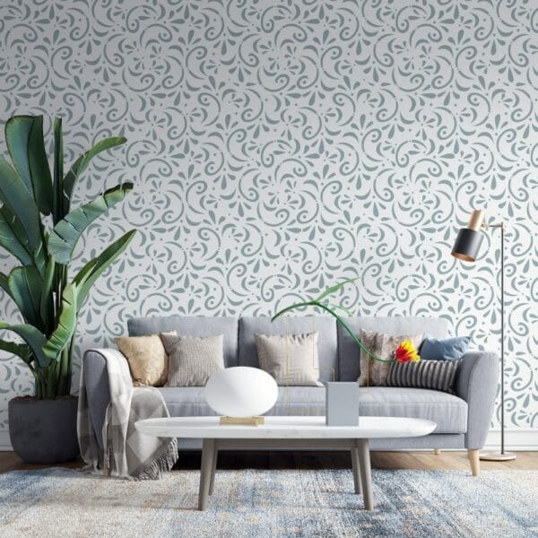 Coastal Light Blue Waves Self  Fabric Wallpaper Covers an area ​​up to 4.2mX3m with adhesive  and smoothing tool