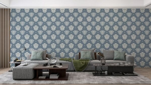 Amazing Green Luxor Medallion Traditional Fabric Wallpaper Covers an area ​​up to 4.2mX3m with adhesive  and smoothing tool