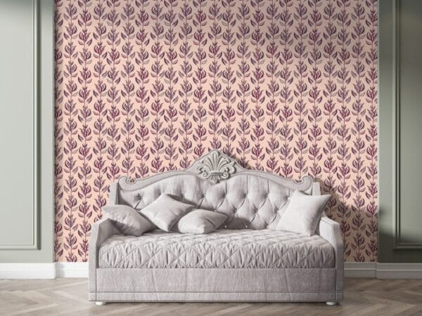 Pink branches Floral Fabric Wallpaper Covers an area ​​up to 4.2mX3m with adhesive  and smoothing tool