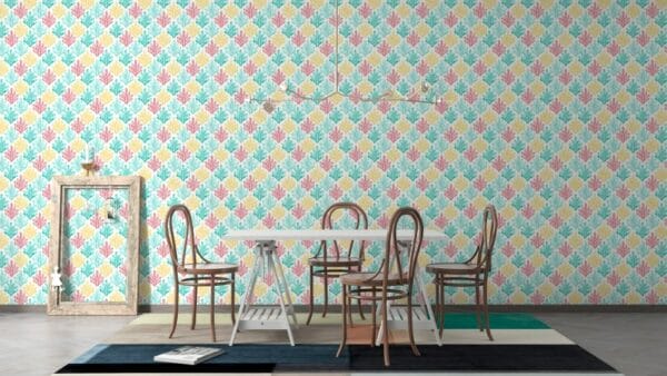 Vector With Colorful Abstract cubes Pattern Fabric Wallpaper Covers an area ​​up to 4.2mX3m with adhesive  and smoothing tool
