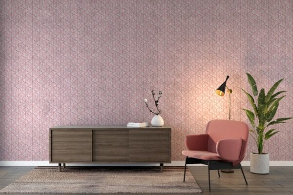 Pink Crossed Diamonds Fabric Wallpaper Covers an area ​​up to 4.2mX3m with adhesive  and smoothing tool