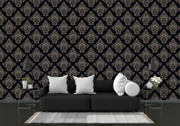 Amazing Baroque Flower Bunch Mughal Fabric Wallpaper Covers an area ​​up to 4.2mX3m with adhesive  and smoothing tool