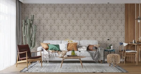 Beige Vintage Pattern  Fabric Wallpaper Covers an area ​​up to 4.2mX3m with adhesive  and smoothing tool