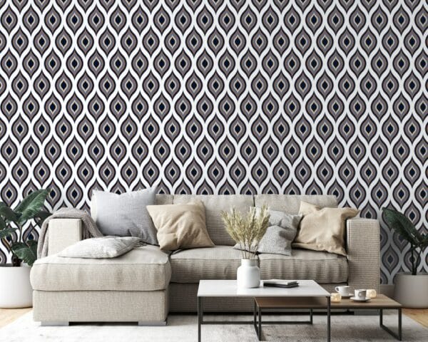 Classic Wave pattern Fabric Wallpaper Covers an area ​​up to 4.2mX3m with adhesive  and smoothing tool