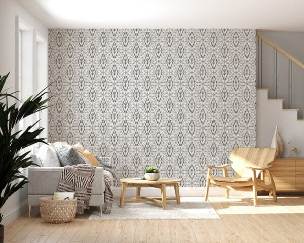 Beautiful Tribal seamless pattern with rose Royalty Fabric Wallpaper Covers an area ​​up to 4.2mX3m with adhesive  and smoothing tool