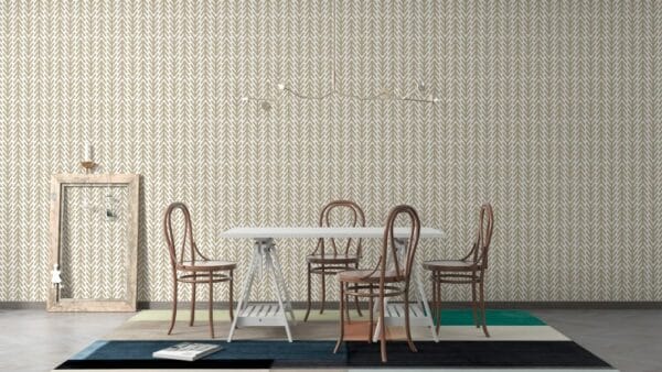 Geometric leaves Fabric Wallpaper Covers an area ​​up to 4.2mX3m with adhesive  and smoothing tool