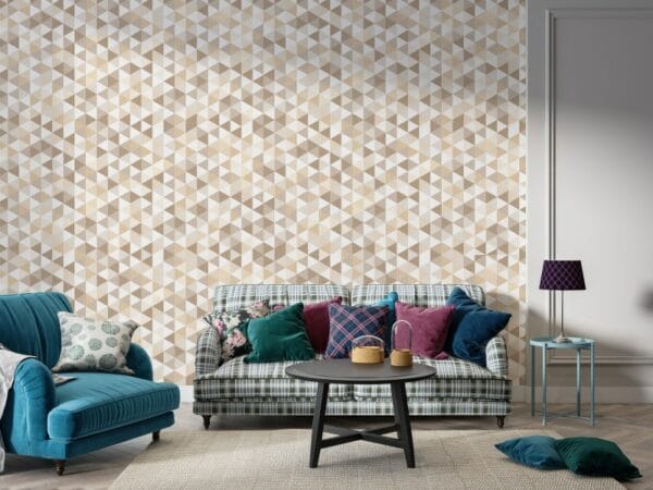 Seamless texture of small triangular tiles set in even Fabric Wallpaper Covers an area ​​up to 4.2mX3m with adhesive  and smoothing tool
