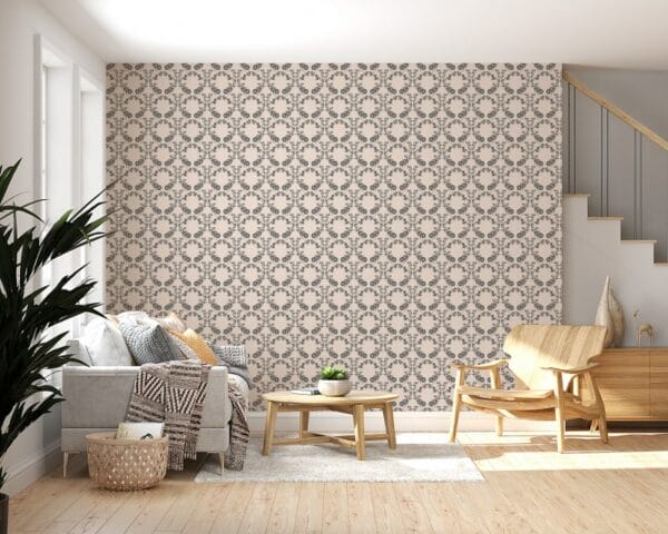 Seamless Vintage Baroque Fabric Wallpaper Covers an area ​​up to 4.2mX3m with adhesive  and smoothing tool