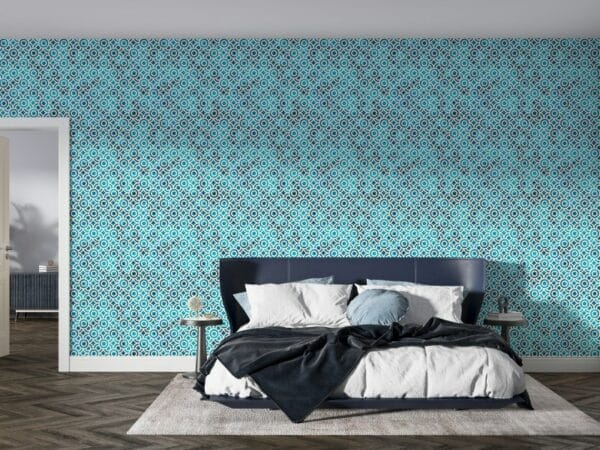 Beautiful Blue circle seamless pattern with grunge effect Fabric Wallpaper Covers an area ​​up to 4.2mX3m with adhesive  and smoothing tool