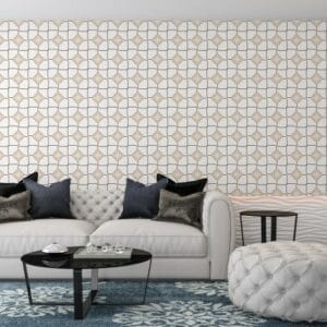 ورق حائط من القماش الياباني البني المزخرف بأشكال هندسية يغطي مساحة تصل إلى 4.2 متر × 3 متر باستخدام أداة لاصقة وأداة تنعيم