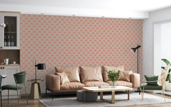 Scallops rose Fabric Wallpaper Covers an area ​​up to 4.2mX3m with adhesive  and smoothing tool