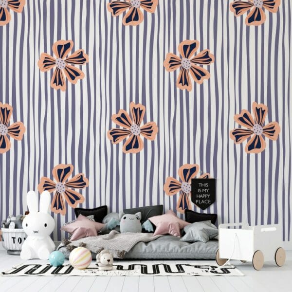 Mood Exclusive Flowers  Fabric Wallpaper Covers an area ​​up to 4.2mX3m with adhesive  and smoothing tool
