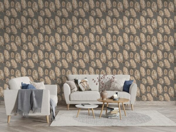 Amazing background from bird feathers Fabric Wallpaper Covers an area ​​up to 4.2mX3m with adhesive  and smoothing tool