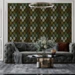Beautiful geometric wallcovering textured Fabric Wallpaper Covers an area ​​up to 4.2mX3m with adhesive  and smoothing tool