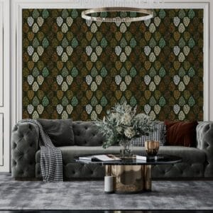 ورق حائط من القماش المزخرف ذو التصميم الهندسي الجميل يغطي مساحة تصل إلى 4.2 متر × 3 متر مع لاصق وأداة تنعيم