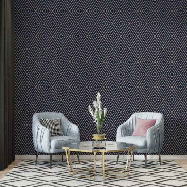 Geometry pattern luxury Fabric Wallpaper Covers an area ​​up to 4.2mX3m with adhesive  and smoothing tool