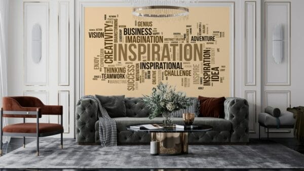 Inspirational Words Fabric Wallpaper Covers an area ​​up to 4.2mX3m with adhesive  and smoothing tool