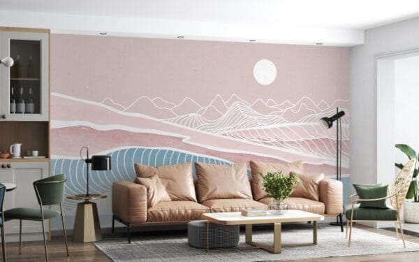 Abstract contemporary Fabric Wallpaper Covers an area ​​up to 4.2mX3m with adhesive  and smoothing tool