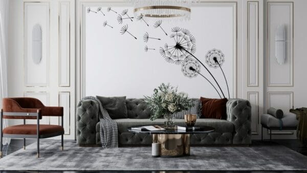 Dandelion Blowing in Wind Fabric Wallpaper Covers an area ​​up to 4.2mX3m with adhesive  and smoothing tool