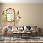 Fairytale balcony Fabric Wallpaper Covers an area ​​up to 4.2mX3m with adhesive  and smoothing tool