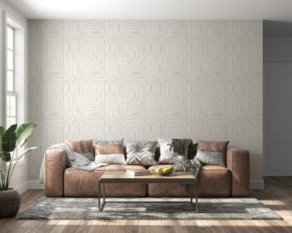 Seamless Rounded Lines Fabric Wallpaper Covers an area ​​up to 4.2mX3m with adhesive  and smoothing tool