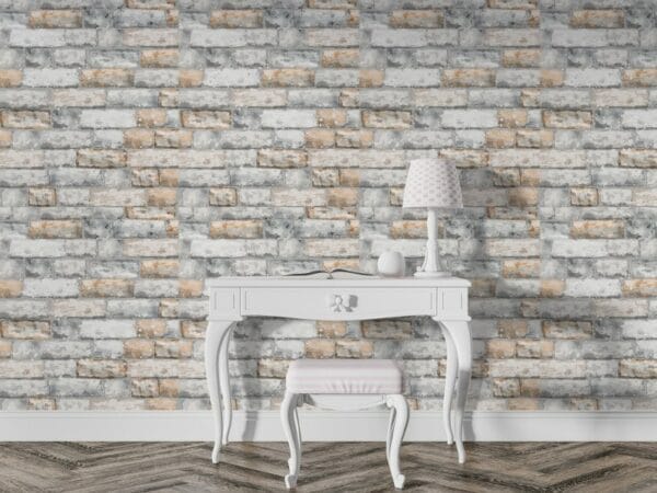 Brick texture watercolor Stone decors Fabric Wallpaper Covers an area ​​up to 4.2mX3m with adhesive  and smoothing tool