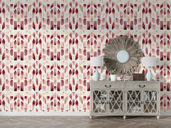 A pattern of watercolors  Fabric Wallpaper Covers an area ​​up to 4.2mX3m with adhesive  and smoothing tool