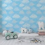 Clouds in the blue sky seamless pattern Fabric Wallpaper Covers an area ​​up to 4.2mX3m with adhesive  and smoothing tool
