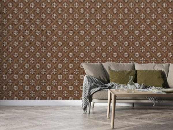 Brown ornament seamless pattern background Fabric Wallpaper Covers an area ​​up to 4.2mX3m with adhesive  and smoothing tool