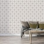 Geometric Flowers Vector Seamless Pattern Fabric Wallpaper Covers an area ​​up to 4.2mX3m with adhesive  and smoothing tool