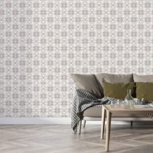 ورق حائط من القماش بنمط زهور هندسية بدون درزات يغطي مساحة تصل إلى 4.2 متر × 3 متر باستخدام أداة لاصقة وتنعيم
