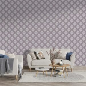 ورق حائط من القماش برسومات متجهية رمادية ثلاثية الأبعاد يغطي مساحة تصل إلى 4.2 متر × 3 متر باستخدام أداة لاصقة وتنعيم