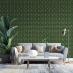 Flat art deco pattern collective Fabric Wallpaper Covers an area ​​up to 4.2mX3m with adhesive  and smoothing tool
