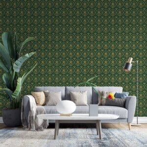 ورق حائط قماشي بتصميم آرت ديكو مسطح يغطي مساحة تصل إلى 4.2 متر × 3 متر باستخدام أداة لاصقة وتنعيم