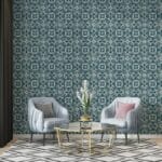 Oriental frame chain leaf vine flower Fabric Wallpaper Covers an area ​​up to 4.2mX3m with adhesive  and smoothing tool