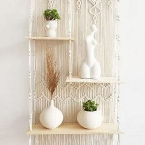Macrame Rope Decor Rack 3 Tier Handmade Shelves