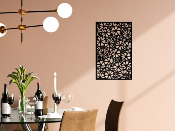 Geometric Long Flowers Wood Wall Art 80x50