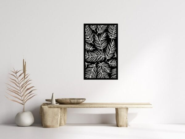 Seamless Pattern Tropical Leaves Wood Wall Art 80x50