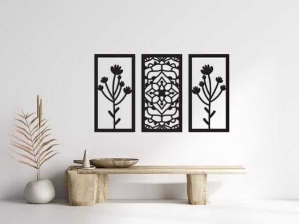 Roses Three Panel Decor Wood Wall Art 130x80