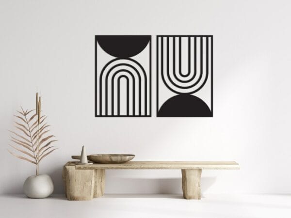 Set Of 2 Boho Geometric Abstract Wall Art 115x80