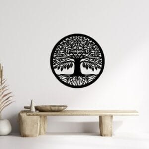 Tree With Roots Circle Wood Wall Art 80x80