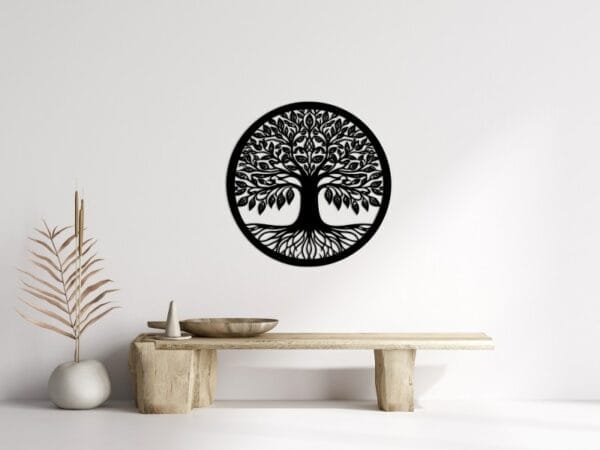 Tree With Roots Circle Wood Wall Art 80x80