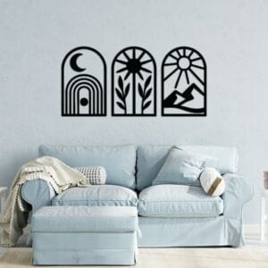 Set Of Boho Design Wood Wall Art 100x45