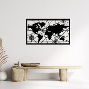 Geometric World Map Wood Wall Art 80x50