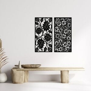 Floral Vine and Meadow Wood Wall Art Duo 85x80
