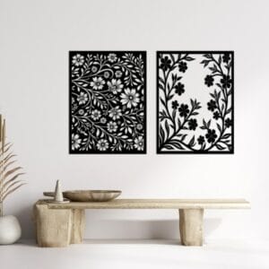 Dense and Sparse Floral Wood Wall Art Duo 125x80